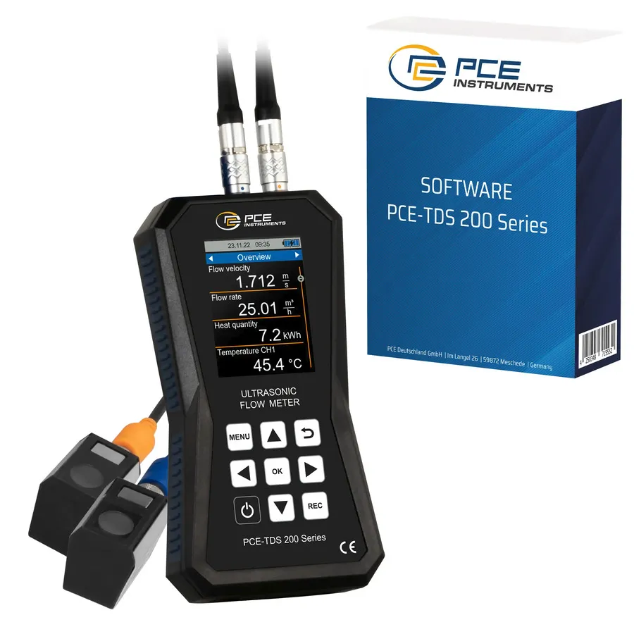 Przepływomierz ultradźwiękowy PCE Instruments PCE-TDS 200 S-SW-KIT z oprogramowaniem