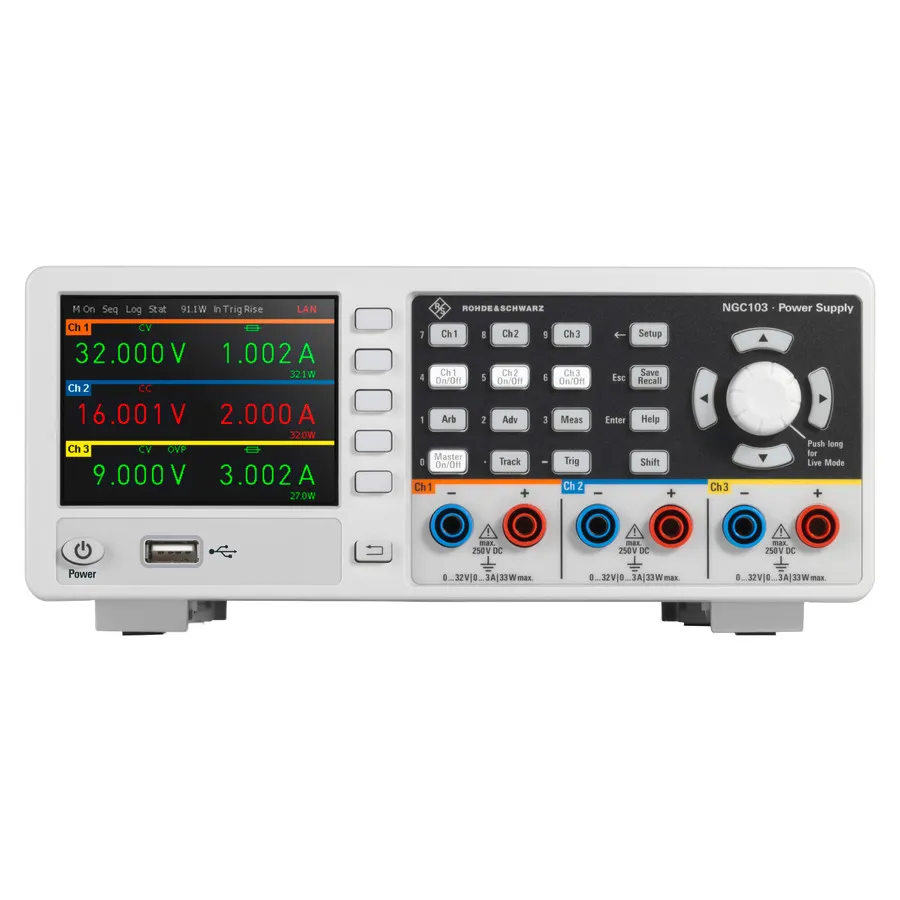 Zasilacz DC Rohde & Schwarz NGC103-G z trzema wyjściami