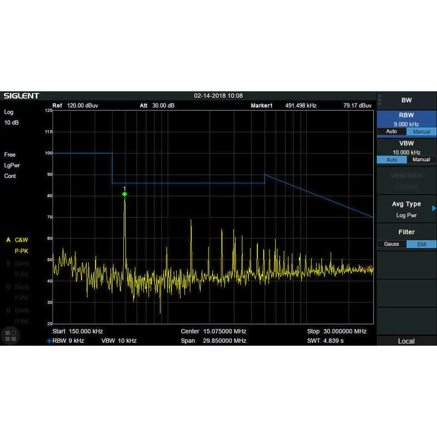 Opcja filtru EMI i detektora Siglent SSA3000XR-EMI